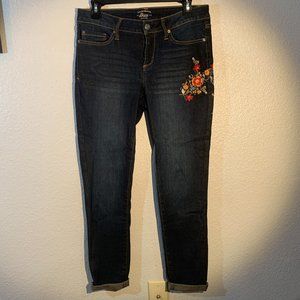 Skinny Jeans with Floral Embroidery
